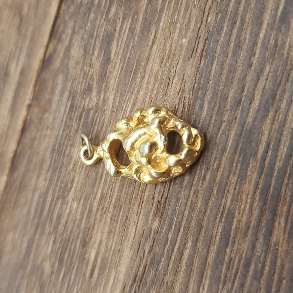 Gold tone nugget miner necklace pendant - Picture 1 of 2